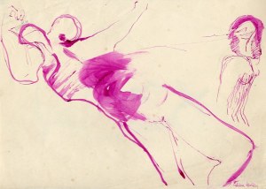 Norbert Skupniewicz: Adam spí 1969, lavírovaná kresba tuší 21x29 cm