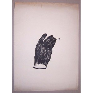 Leszek Sobocki: Z cyklu Tatuaże. Rękawiczka, linoryt 53x39 cm