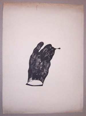 Leszek Sobocki: Z cyklu Tatuaże. Rękawiczka, linoryt 53x39 cm