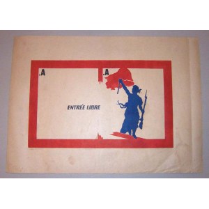 Leszek Sobocki: .A .A Entree Libre, linoryt barwny 1969 50x70 cm