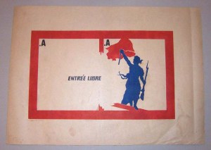 Leszek Sobocki: .A .A Entree Libre, linoryt barwny 1969 50x70 cm