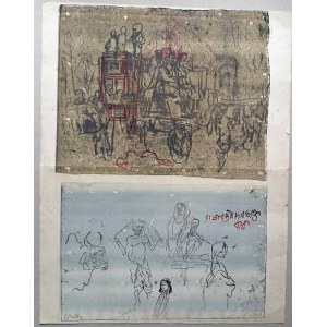 Topolski's Chronicle. Vol. II 1954 Calcutta 2 color lithographs on 1 plate 59x46 cm