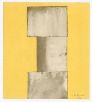 Grzegorz Wdowicki: Kompozycja geometryczna bez tytułu, litografia barwna 1962 22x20 cm