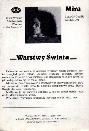 Mira Żelechower Aleksiun. Warstwy Świata, Wrocław 1991 gwasz 9x14 cm