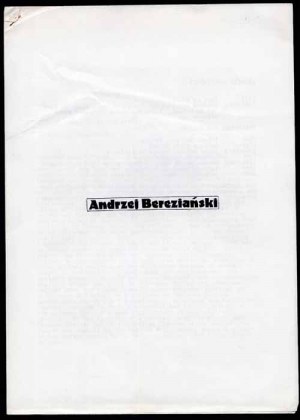 Andrzej Kostołowski: Andrzej Bereziański the artist, Air Gallery London 1981
