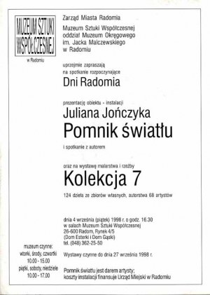 Julian Jończyk. Pomnik światu, Radom 1998 Muzeum Sztuki Współczesnej