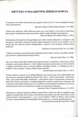 Kopeć, katalog wystawy malarstwa Jerzego Kopcia galeria A&B Poznań 1993