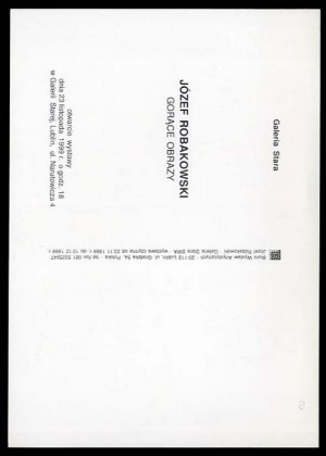 Józef Robakowski. Horké obrazy. Vernisáž výstavy 23.11.1999 Galerie Starý Lublin, pozvánka