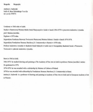 Andrew A. Sadowski. Malba, katalog výstavy Wałbrzych 1996