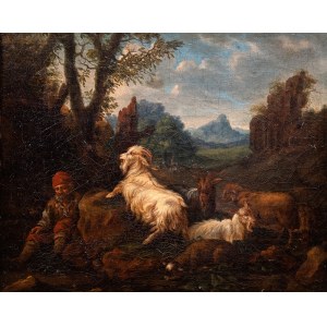 Johann Heinrich Roos (1631 Otterberg – 1685 Frankfurt nad Menem), naśladowca (XVIII–XIX) Pejzaż z kozami