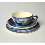 CHODZIEZ. Tea cup with dessert plate, Stanisław Mańczak Faience Factory in Chodzież, 1920s-1930s.