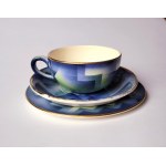 CHODZIEZ. Tea cup with dessert plate, Stanisław Mańczak Faience Factory in Chodzież, 1920s-1930s.