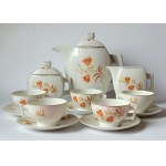 ĆMIELÓW. Porcelain tea service "Flat" for 5 persons.