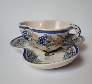 DELFT, Netherlands. Faience cup with saucer, 2nd half of the 18th century, workshop of A. Peenis (1759-1770)