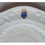 FISCHER &amp; MIEG, Česká republika. Sada 5 porcelánových hlubokých talířů, velkých, s polským erbem Leliwa pod hraběcí korunou.