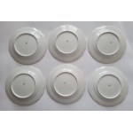 FISCHER &amp; MIEG, Česká republika. Sada 7 velkých porcelánových plochých talířů s polským erbem Leliwa pod hraběcí korunou.