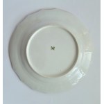 FISCHER &amp; MIEG, Česká republika. Sada 7 velkých porcelánových plochých talířů s polským erbem Leliwa pod hraběcí korunou.