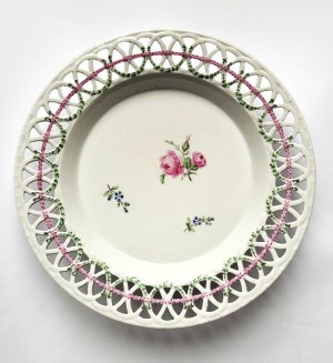 FÜRSTENBERG, Niemcy. Talerz porcelanowy, ażurowy, 2. poł. XVIII w.