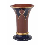 KADYNY. Flute vase with lancets, BRG (blau-rot-gold) style.