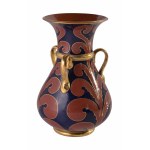 KADYNY. Three-cushion vase with acanthus (large), BRG (blau-rot-gold) style.