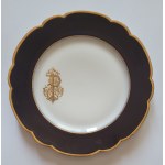 [PADEREWSKI, Ignacy Jan (1860-1941)] Porcelain plate, flat, from a dinner service, with a monogram tied on its mirror with the letters HIP