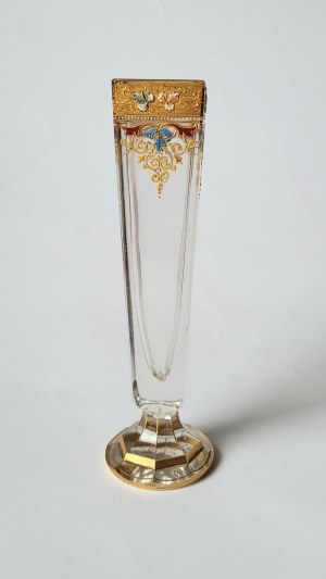 MOSER, Czech Republic. Glass vase decorated with enamel and gold, Moser Company, Karlsbad (Karlovy Vary), 19th century (according to the signature years 1880-1893).
