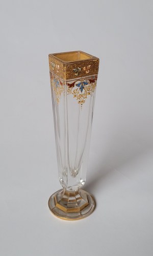 MOSER, Czech Republic. Glass vase decorated with enamel and gold, Moser Company, Karlsbad (Karlovy Vary), 19th century (according to the signature years 1880-1893).