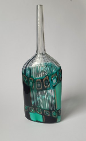 MURANO (Venice). Glass vase, designer Franco Moretti, cubist design