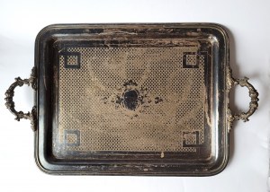 NORBLIN, Warsaw. Rectangular tray with two handles, hallmarked plater, 2nd half of 19th century.