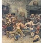 Giuseppe Aureli, The Inn with Figures - Giuseppe Aureli (1858 - 1929)