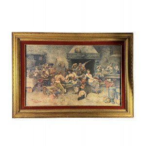 Giuseppe Aureli, The Inn with Figures - Giuseppe Aureli (1858 - 1929)
