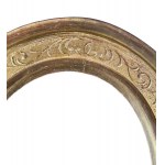 Carved and gilded wooden frame, oval-shaped