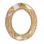 Carved and gilded wooden frame, oval-shaped