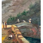 UNIDENTIFIED SIGNATURE, Landscape with a bridge and characters