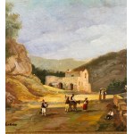 UNIDENTIFIED SIGNATURE, Landscape with a bridge and characters