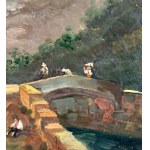 UNIDENTIFIED SIGNATURE, Landscape with a bridge and characters