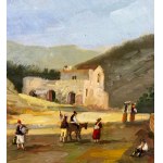 UNIDENTIFIED SIGNATURE, Landscape with a bridge and characters