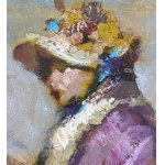 UNIDENTIFIED SIGNATURE, Elegant woman by the seaside