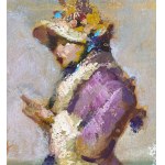 UNIDENTIFIED SIGNATURE, Elegant woman by the seaside