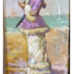 UNIDENTIFIED SIGNATURE, Elegant woman by the seaside