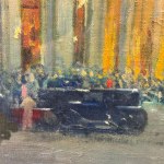 UNIDENTIFIED SIGNATURE, Characters with a vintage building and car