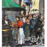R.CARIGNANI, Market scene with characters - R. CARIGNANI