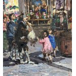 R.CARIGNANI, Market scene with characters - R. CARIGNANI