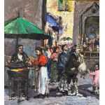 R.CARIGNANI, Market scene with characters - R. CARIGNANI