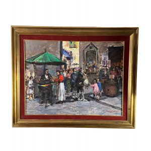 R.CARIGNANI, Market scene with characters - R. CARIGNANI