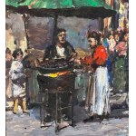 R.CARIGNANI, Market scene with characters - R. CARIGNANI
