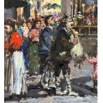 R.CARIGNANI, Market scene with characters - R. CARIGNANI