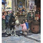 R.CARIGNANI, Market scene with characters - R. CARIGNANI