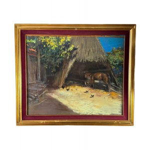 R.CARIGNANI, Barn with a horse - R. CARIGNANI