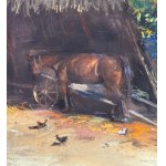 R.CARIGNANI, Barn with a horse - R. CARIGNANI